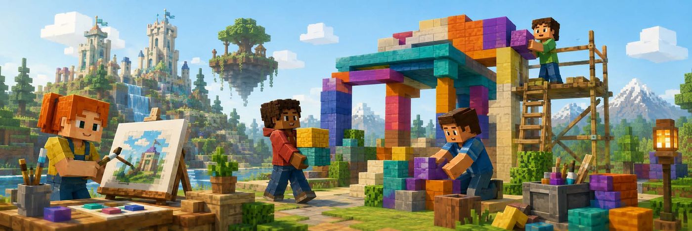 Radošā būvēšana un projektu darbs Minecraft pasaulē