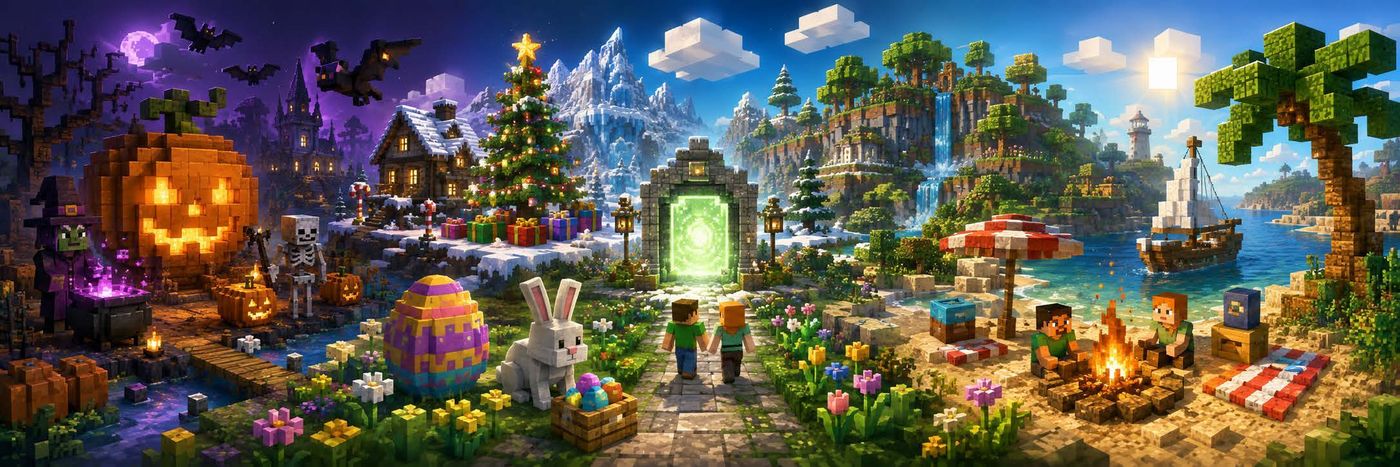 Svētki un sezonālās nodarbības Minecraft pasaulē